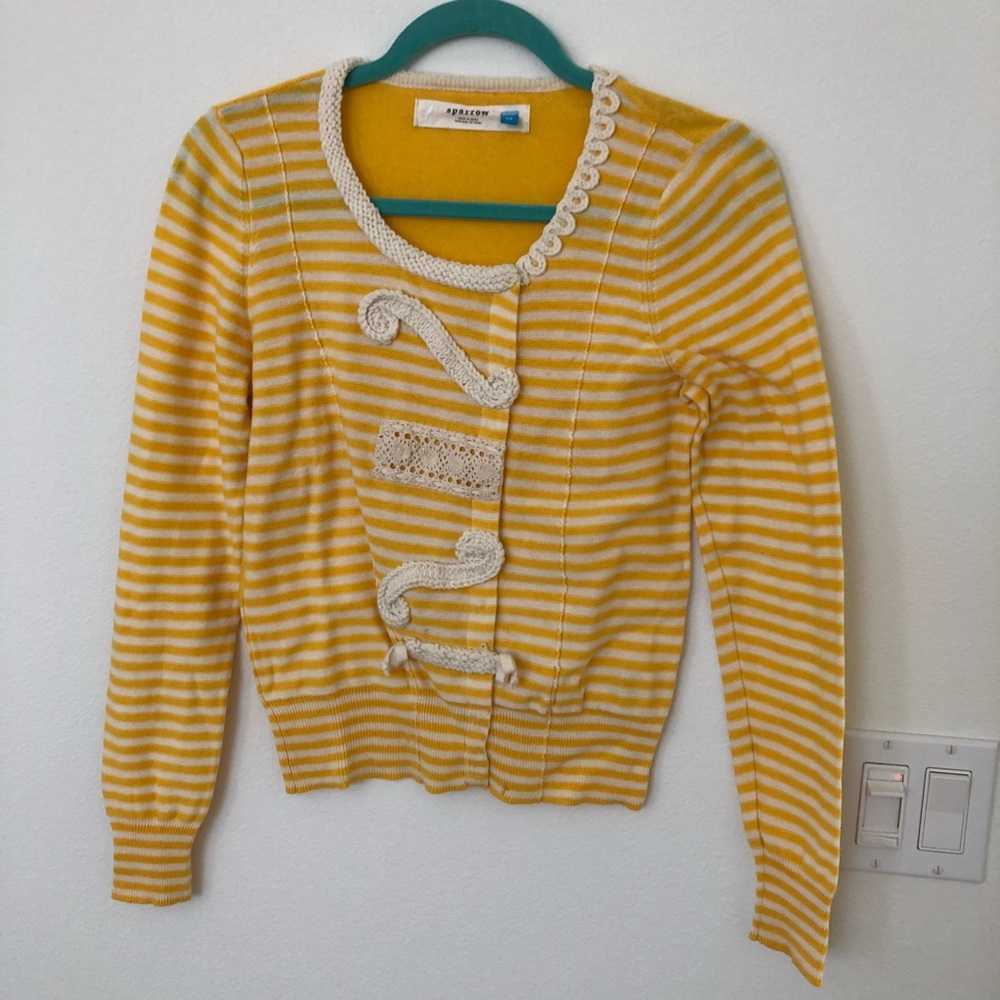 Anthropologie Size M Yellow cardigan.